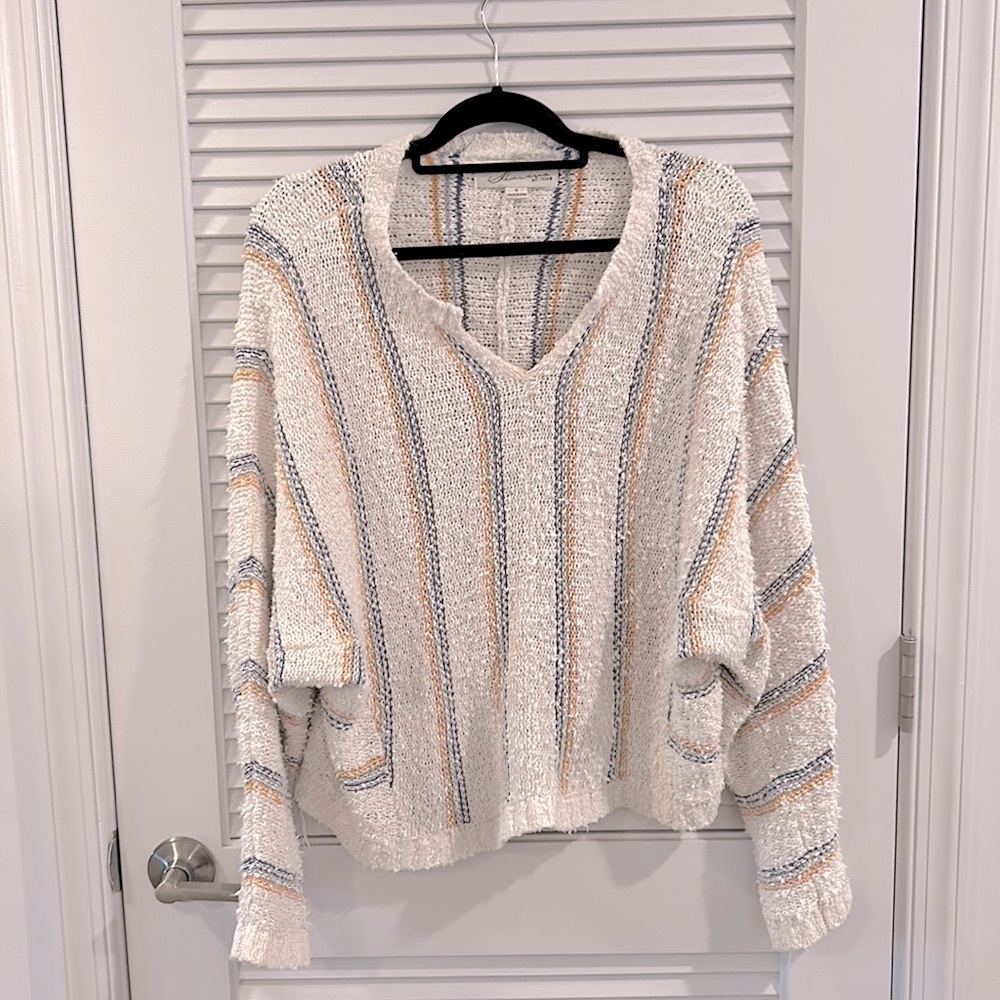 Distressed Cream Sweater